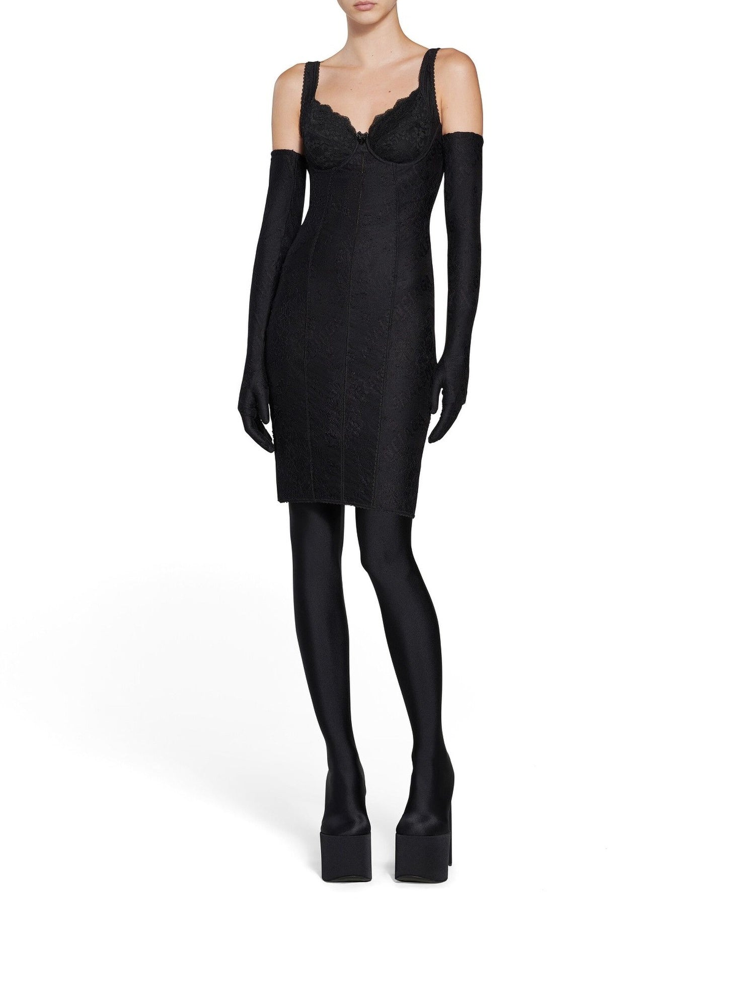 Allover Logo Lingerie black Dress - Black