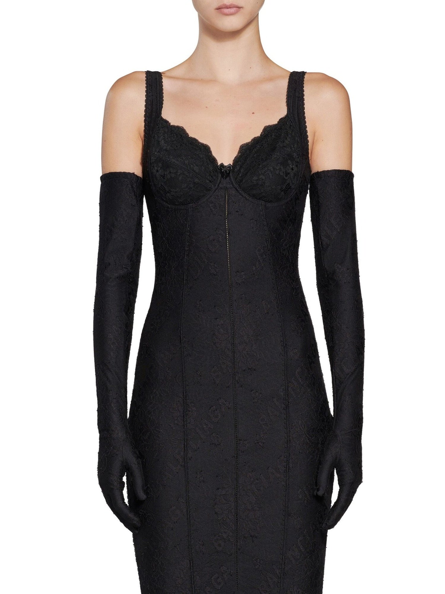 Allover Logo Lingerie black Dress - Black