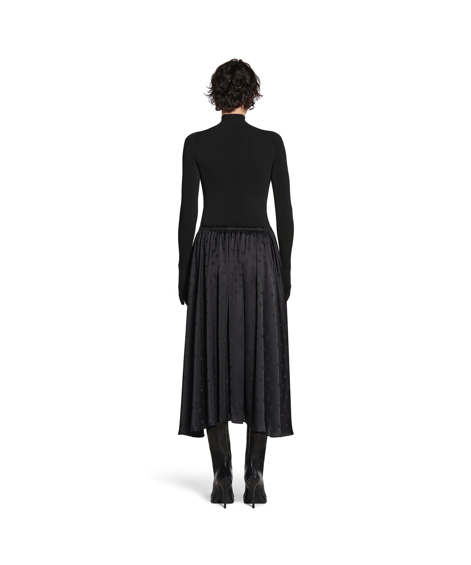 Logo Letters All Over Elastic Skirt - Black