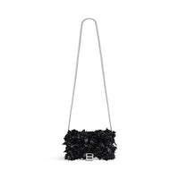 Hourglass Wallet On Chain With Satin Bows - Black