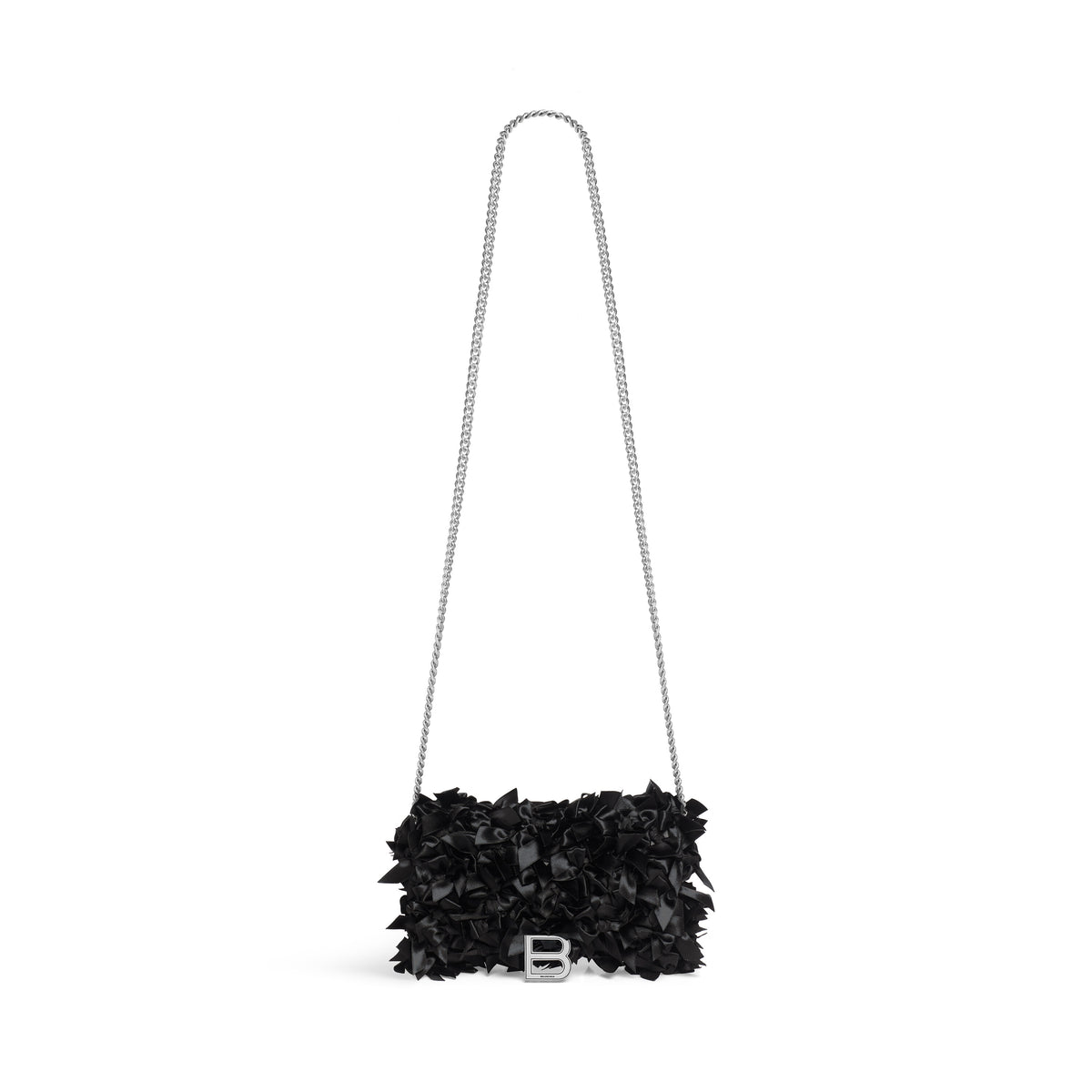 Hourglass Wallet On Chain With Satin Bows - Black