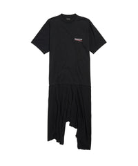 Political Campaign Pleated T-Shirt Dress - Black