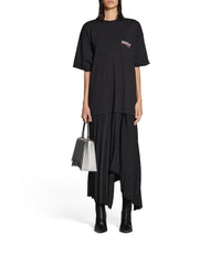 Political Campaign Pleated T-Shirt Dress - Black