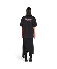 Political Campaign Pleated T-Shirt Dress - Black