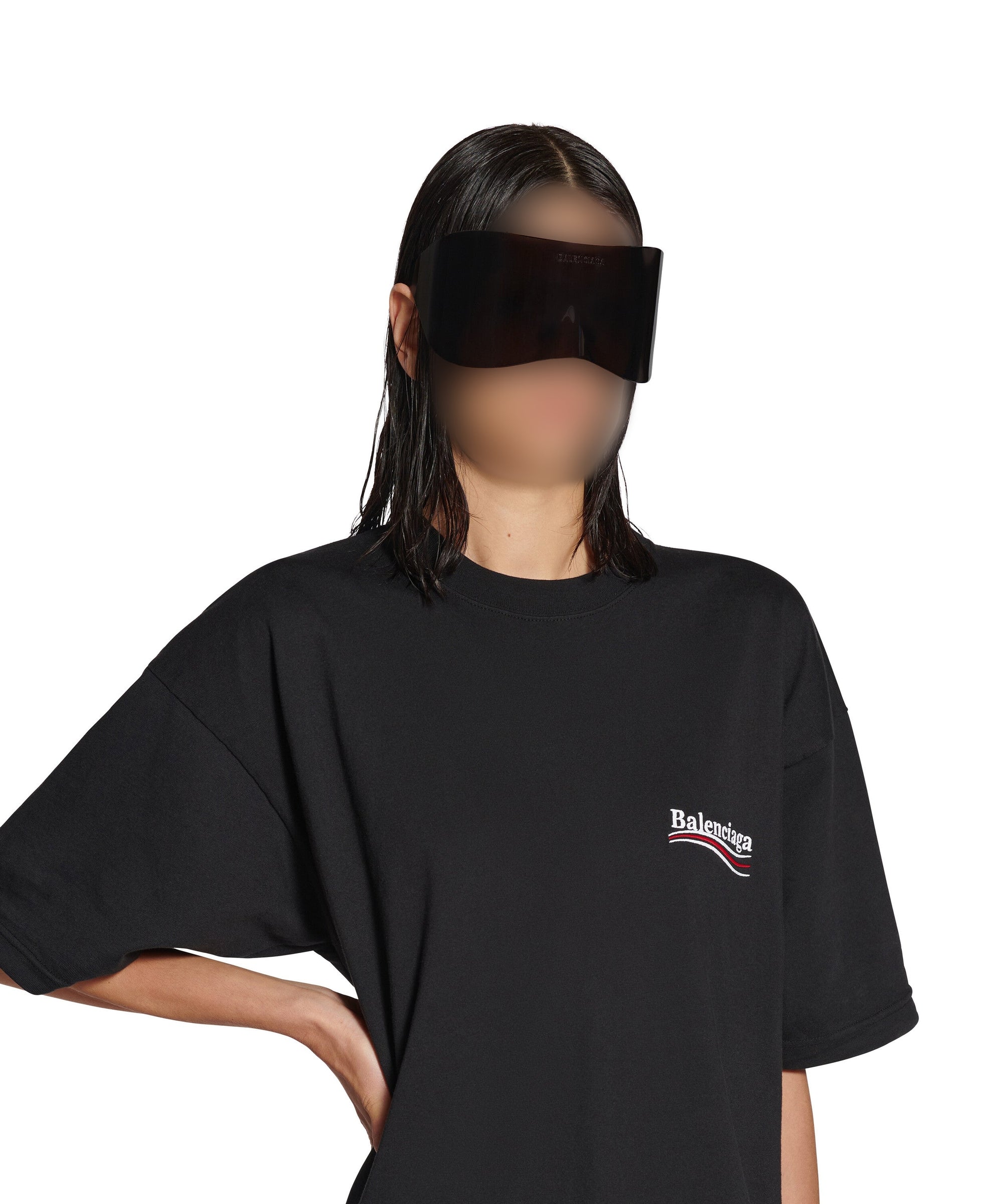 Political Campaign Pleated T-Shirt Dress - Black