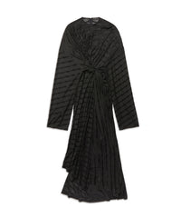 BB Monogram Front Drape Dress - Black