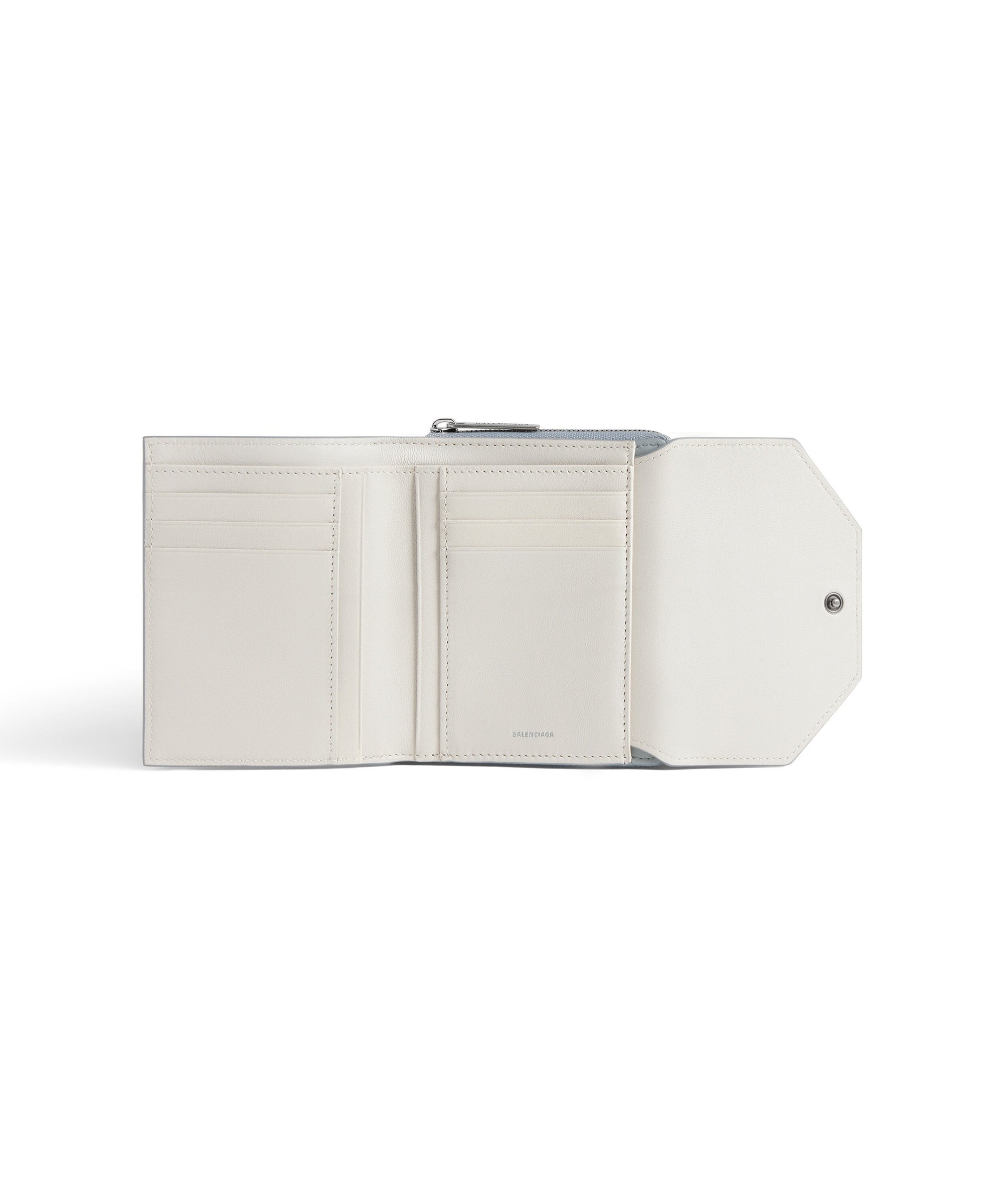Envelope Compact Wallet With Flap - Ash Blue & Nacre