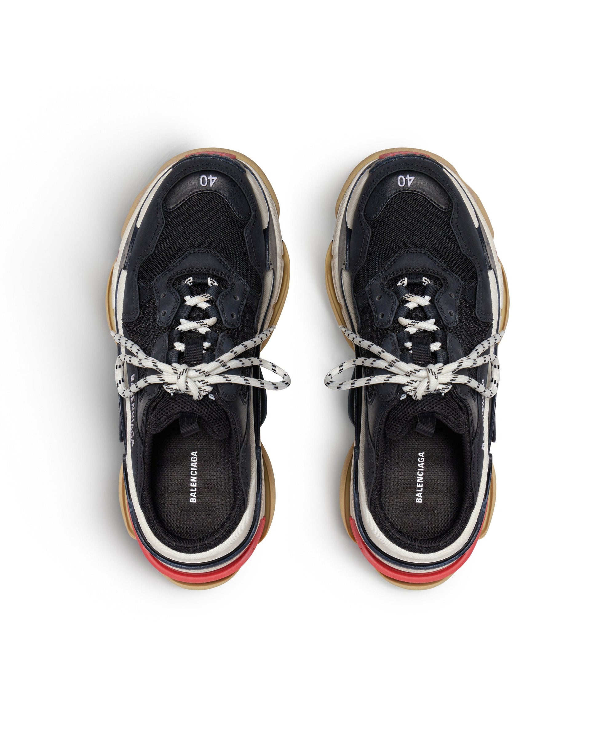 Triple S Mules - Black & White & Red