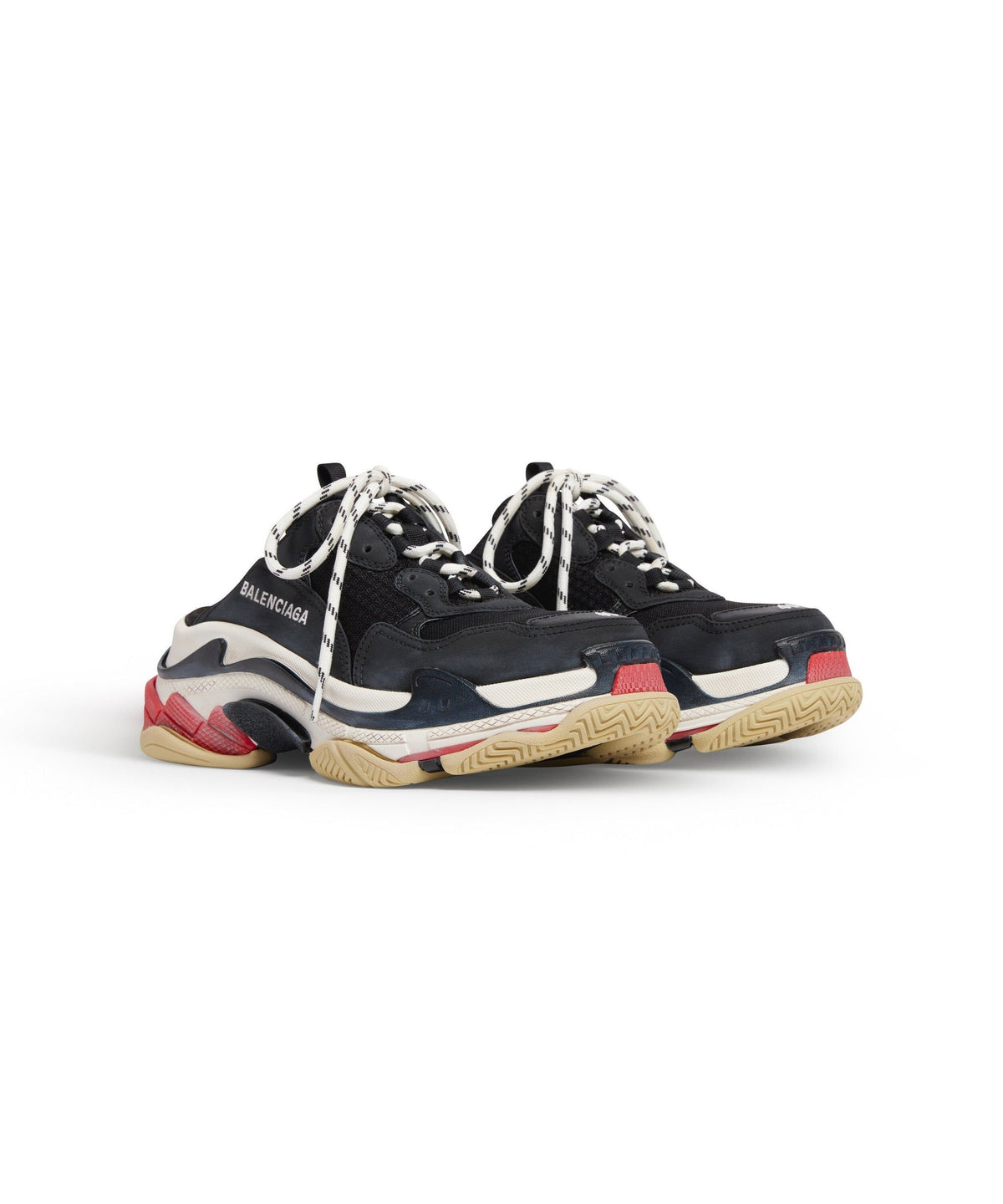 Triple S Mules - Black & White & Red