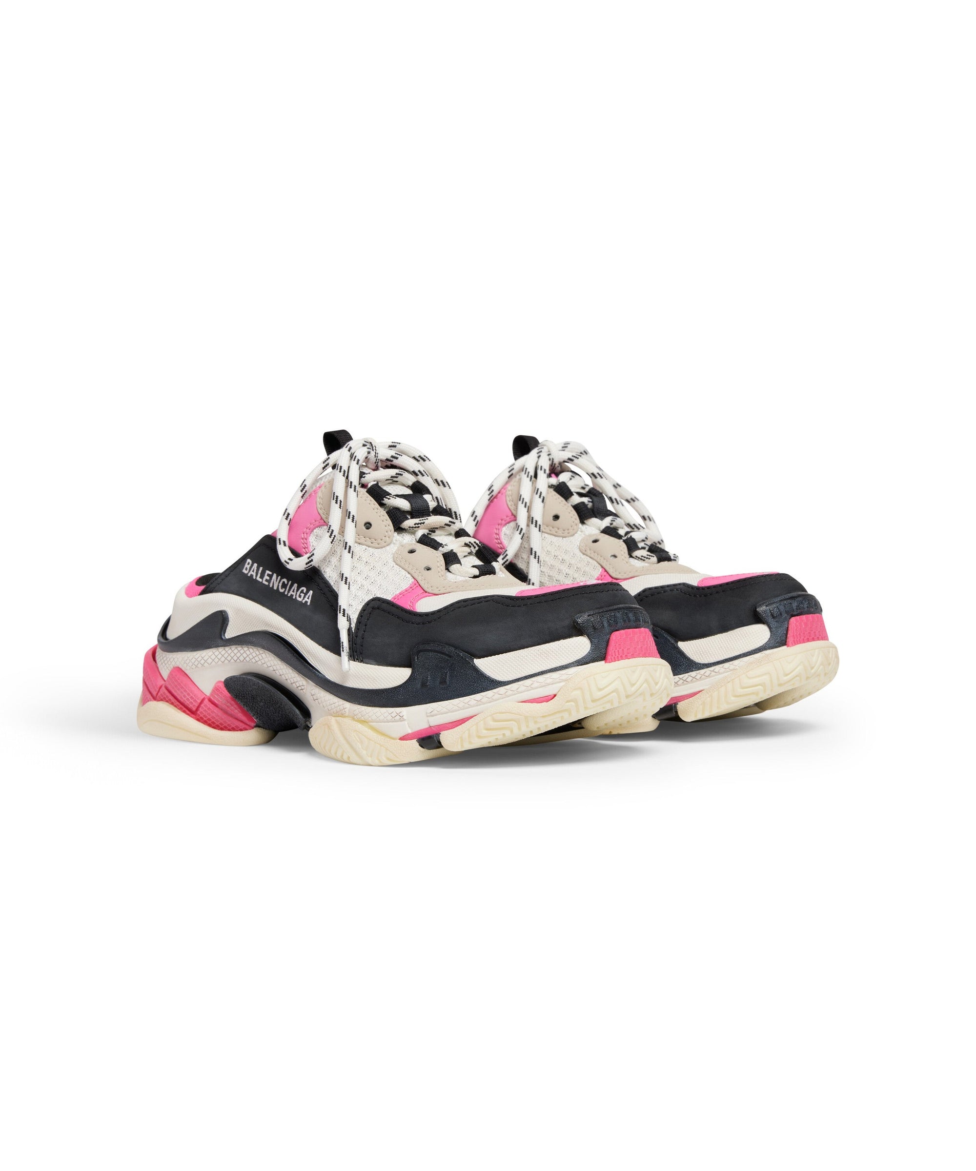 Triple S Mules - White & Pink & Black