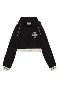 L/S Crop black & mystic white Sweater - Black & Mystic White