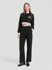 L/S Crop black & mystic white Sweater - Black & Mystic White