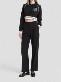 L/S Crop black & mystic white Sweater - Black & Mystic White