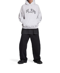 Be Kind Round Hoodie Oversized - Heather Grey & Black