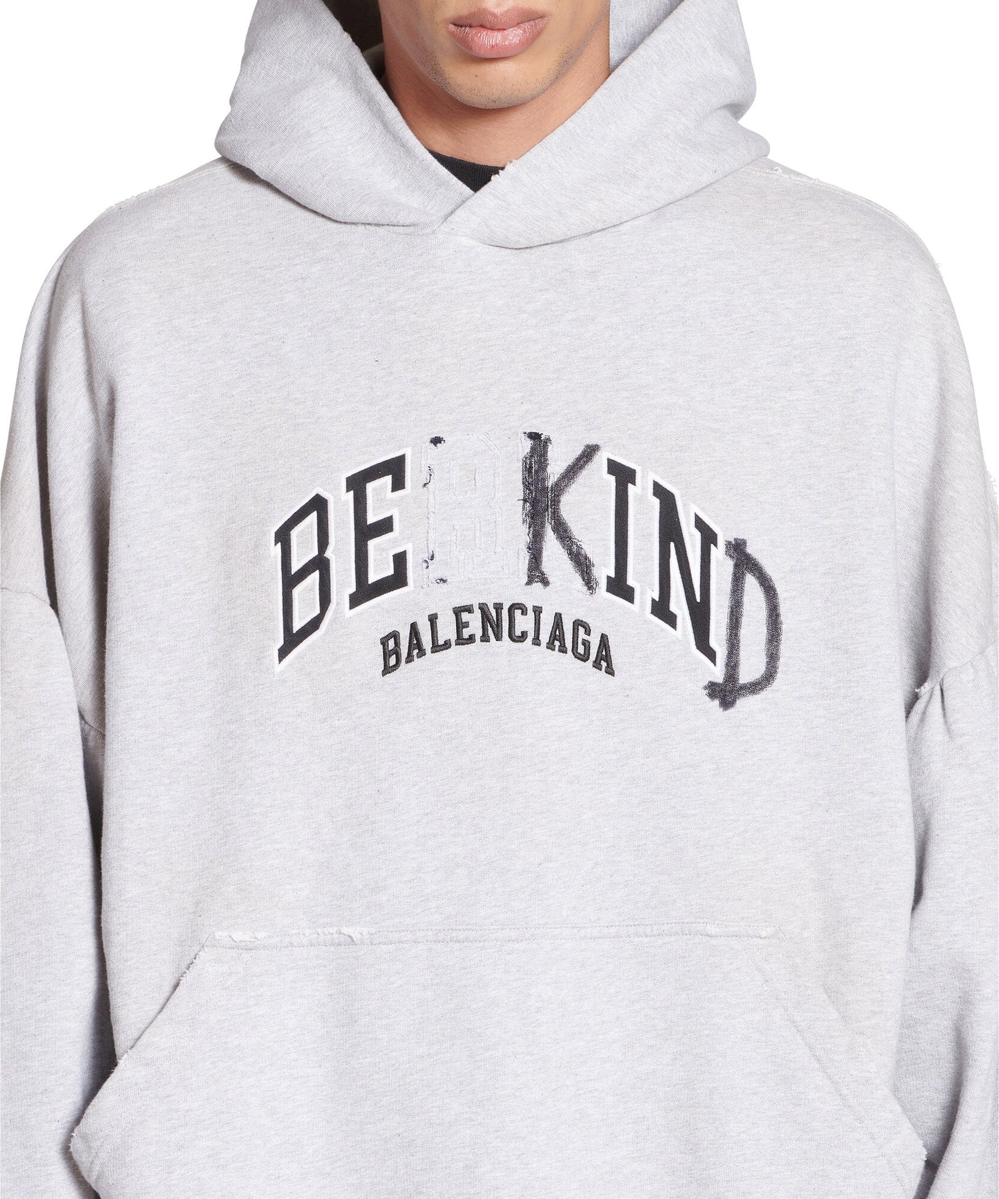 Be Kind Round Hoodie Oversized - Heather Grey & Black