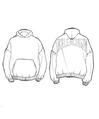 Balenciaga Hand Drawn Round Hoodie - Faded Blue & Black