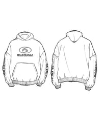 Surfer Round Hoodie Oversized - Ecru & Light Blue