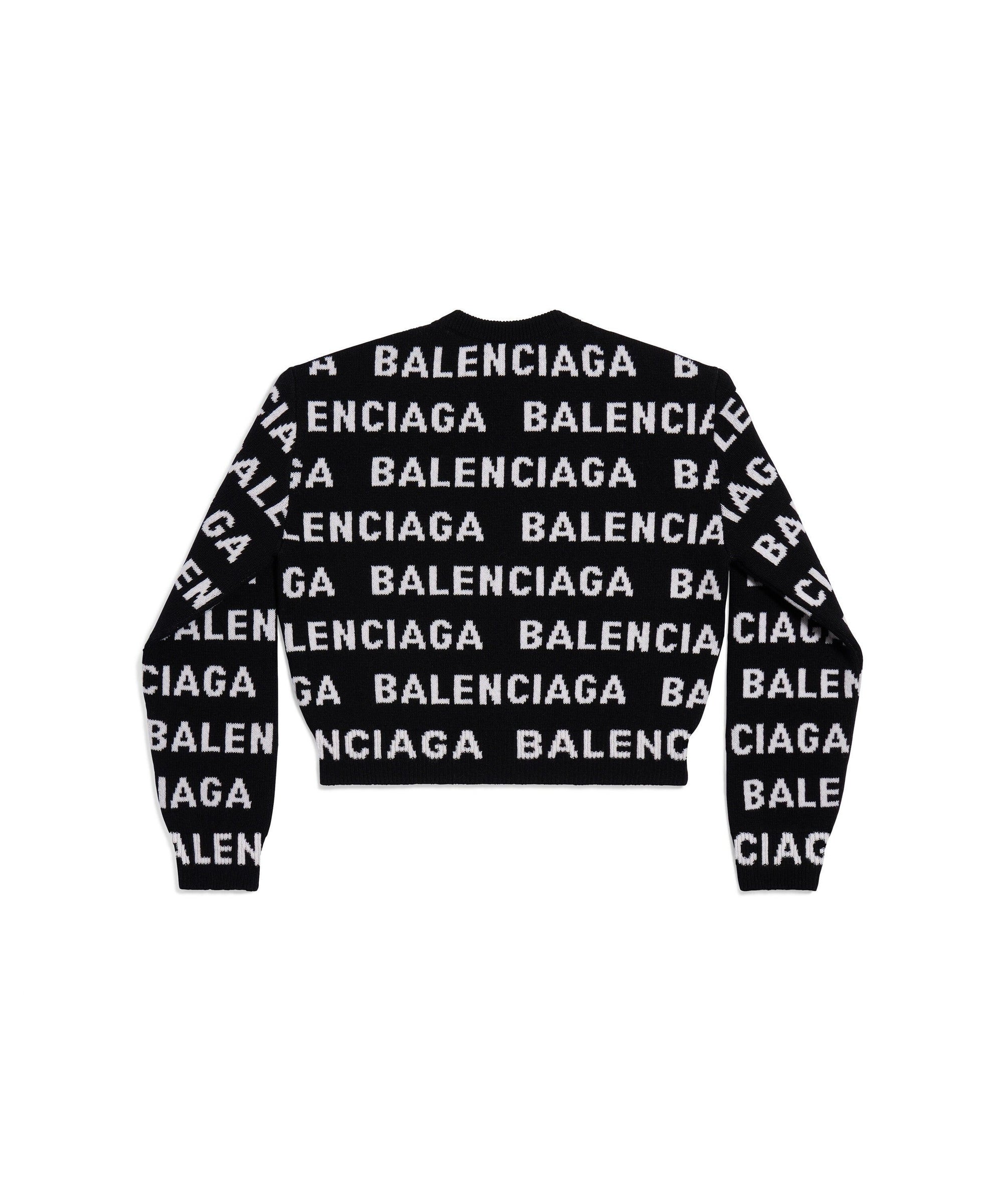 Bal Horizontal Allover Cropped Sweater - Black & White