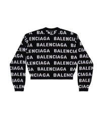 Bal Horizontal Allover Cropped Sweater - Black & White