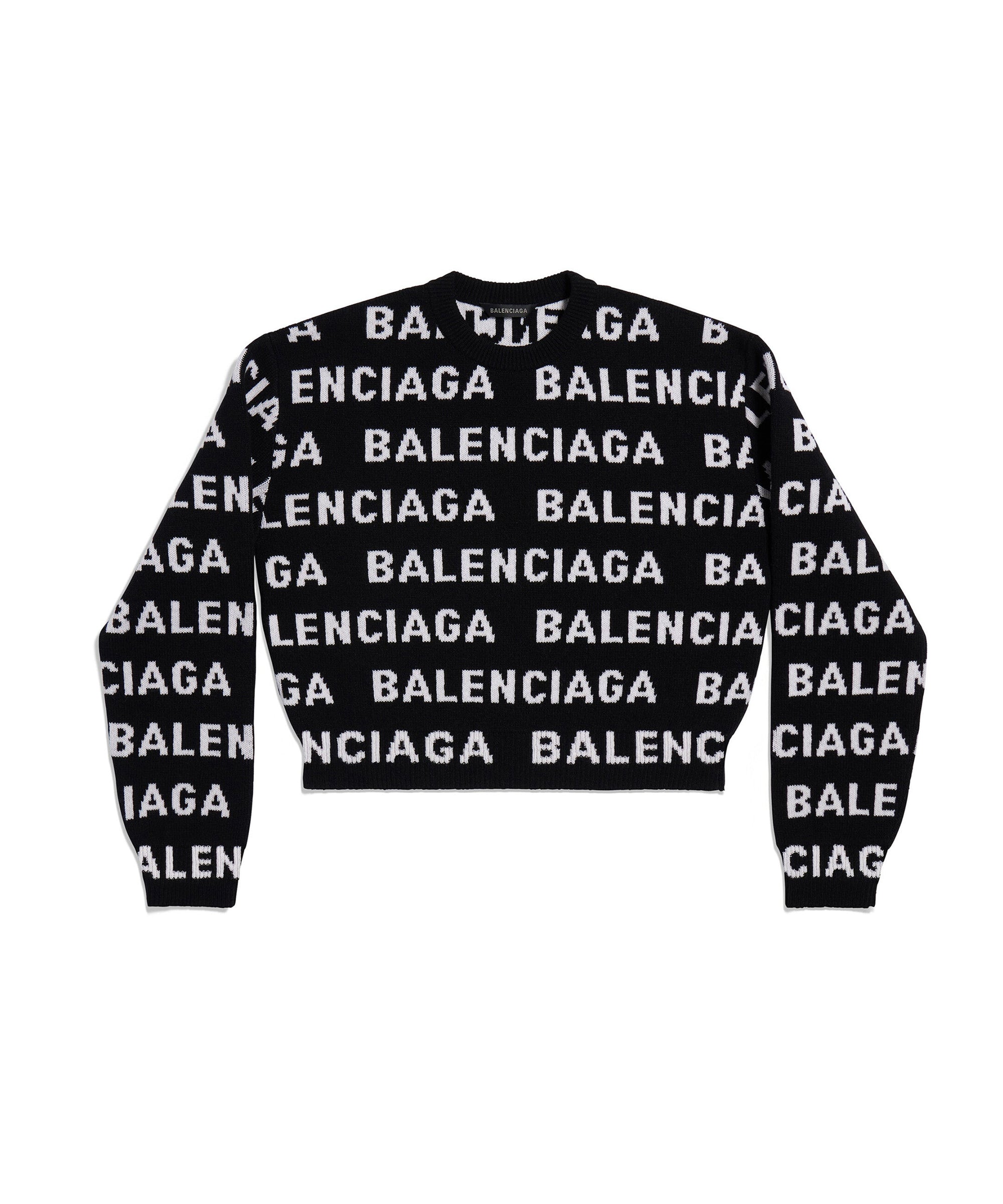 Bal Horizontal Allover Cropped Sweater - Black & White