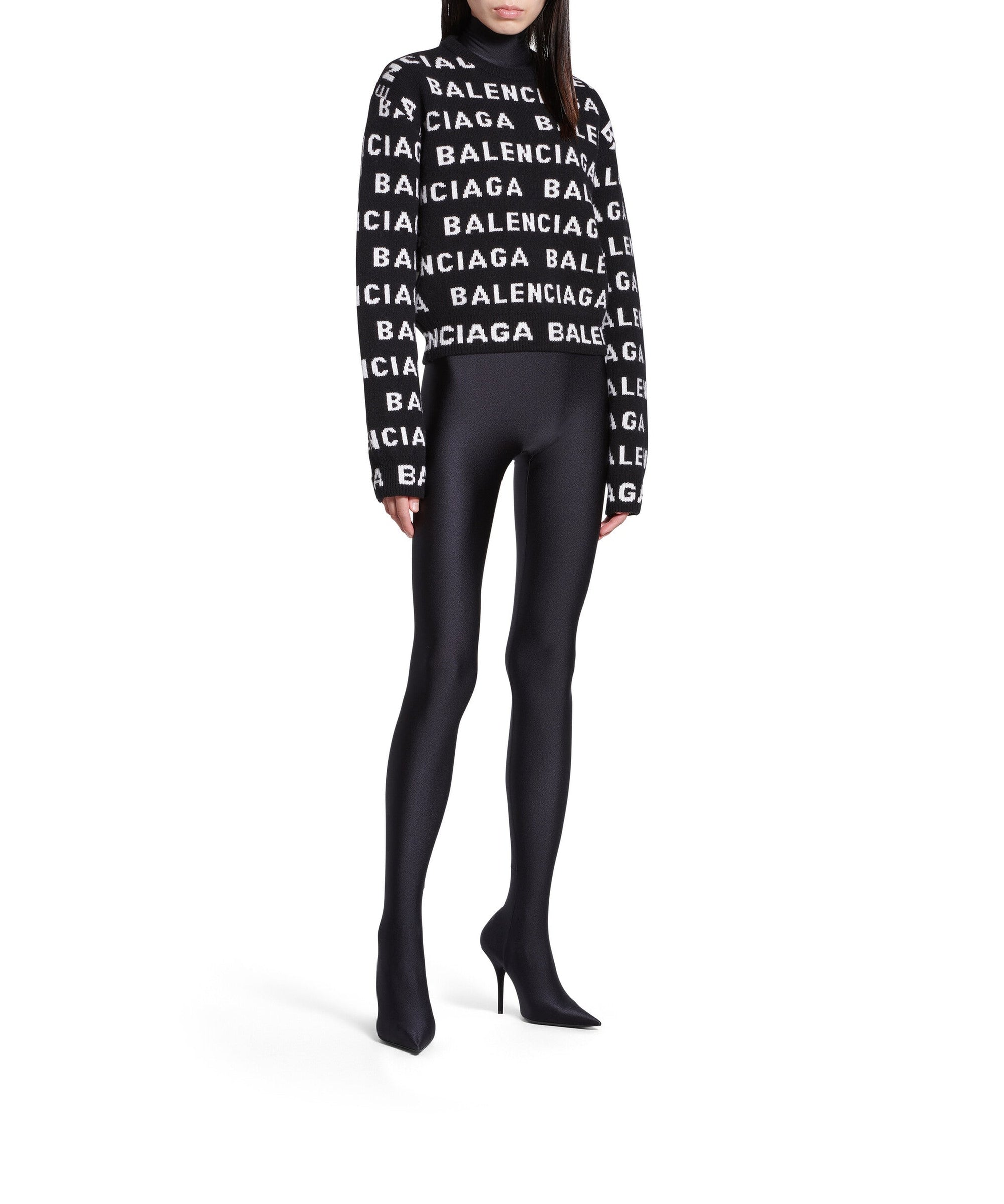 Bal Horizontal Allover Cropped Sweater - Black & White