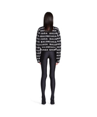 Bal Horizontal Allover Cropped Sweater - Black & White