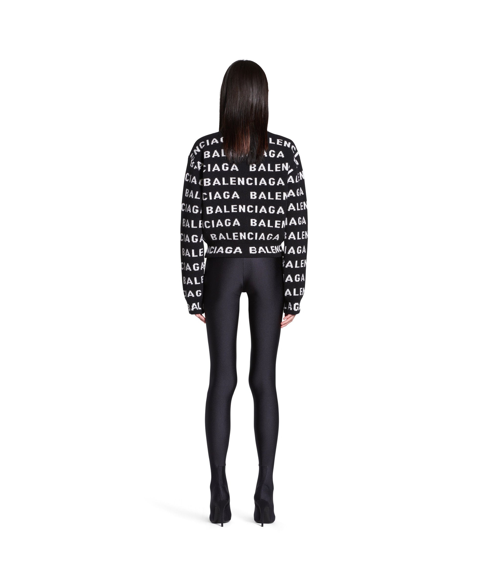 Bal Horizontal Allover Cropped Sweater - Black & White