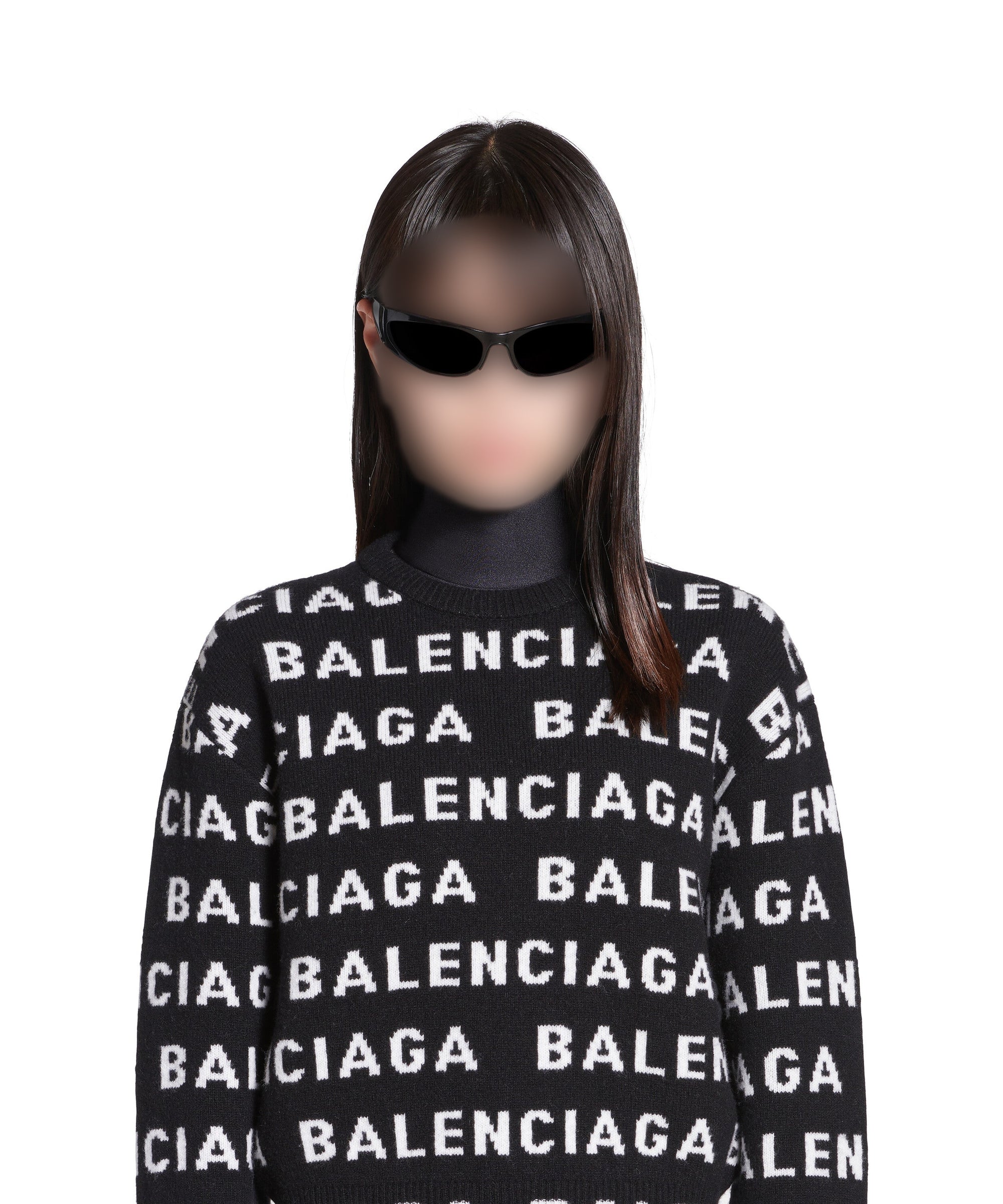 Bal Horizontal Allover Cropped Sweater - Black & White