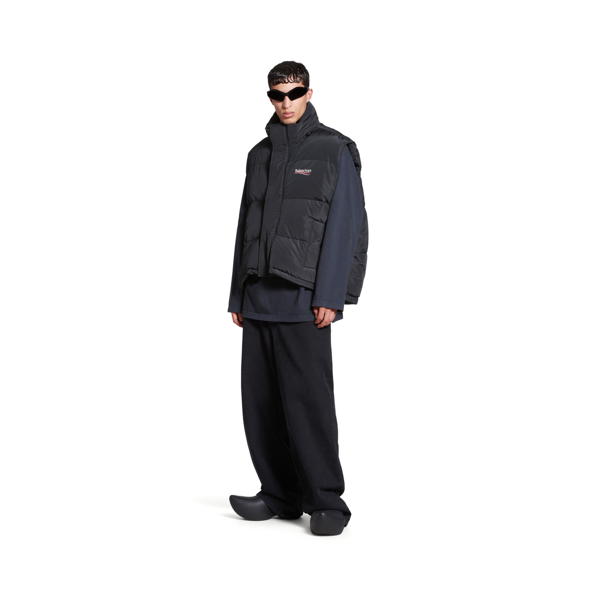 Political Campaign Cocoon Puffer Gilet - Black