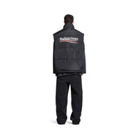 Political Campaign Cocoon Puffer Gilet - Black