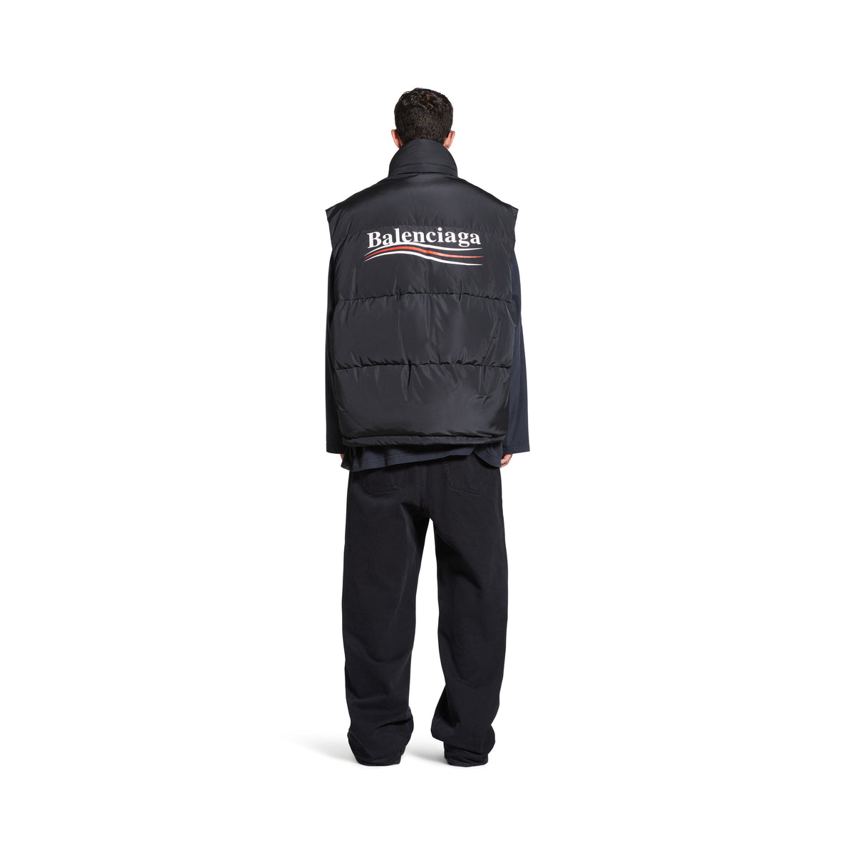 Political Campaign Cocoon Puffer Gilet - Black