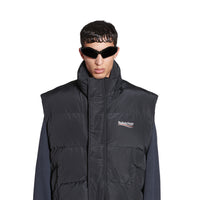 Political Campaign Cocoon Puffer Gilet - Black