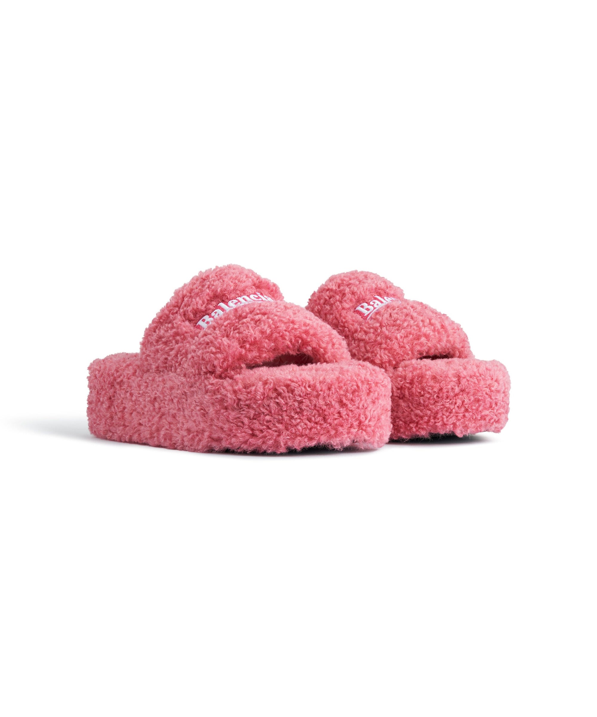 Furry Platform Sandals - Sweet Pink & Bian & Blu