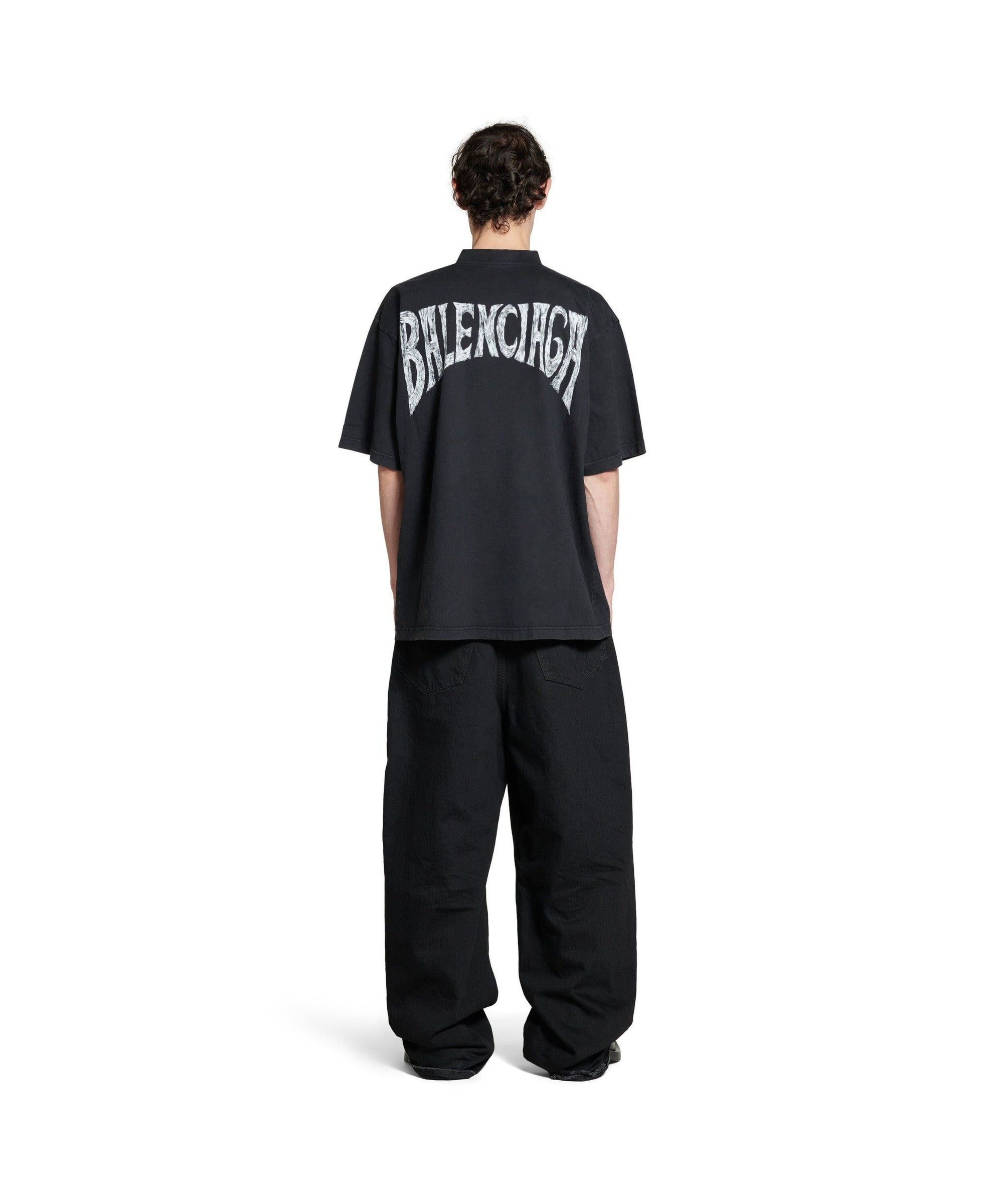 Balenciaga Hand-Drawn T-Shirt - Faded Black & White