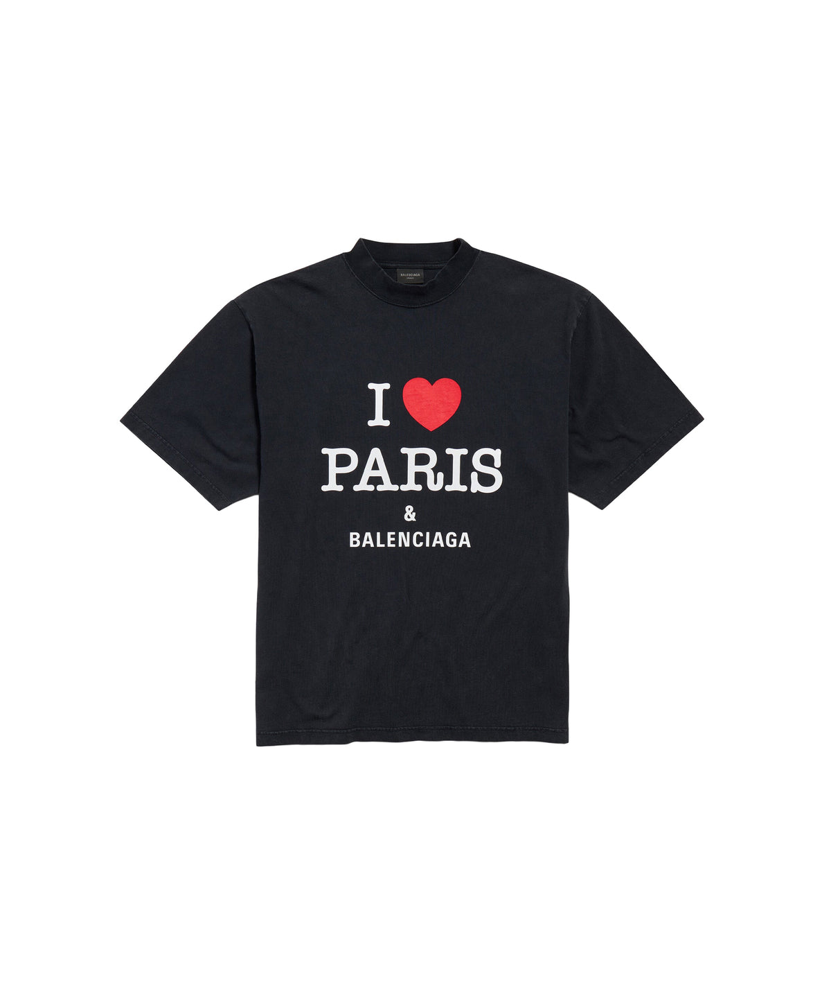 I Love Paris & Balenciaga T-Shirt - Faded Washed Black