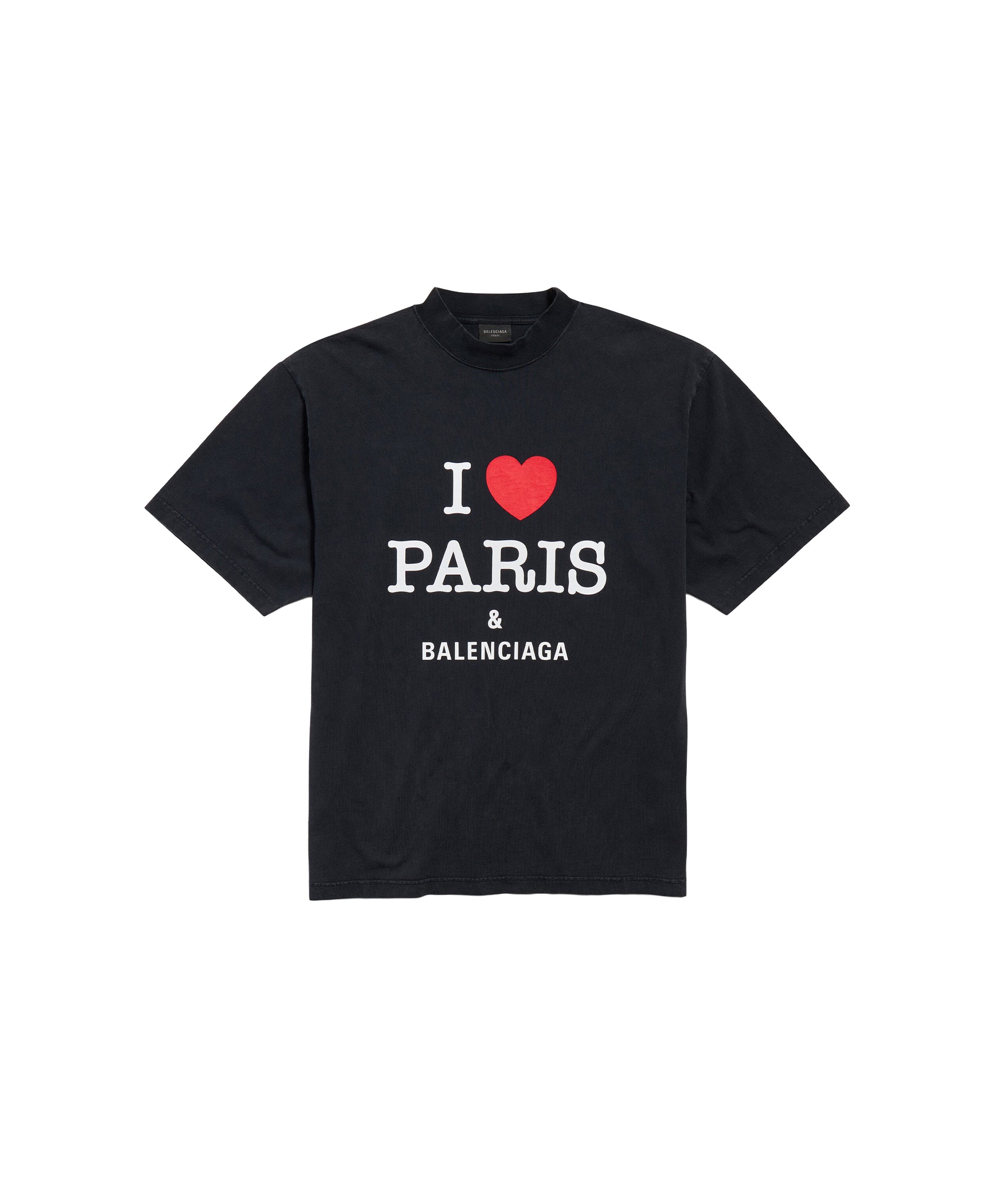 I Love Paris & Balenciaga T-Shirt - Faded Washed Black