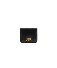 Monaco Flap Coin And Card Holder - Black