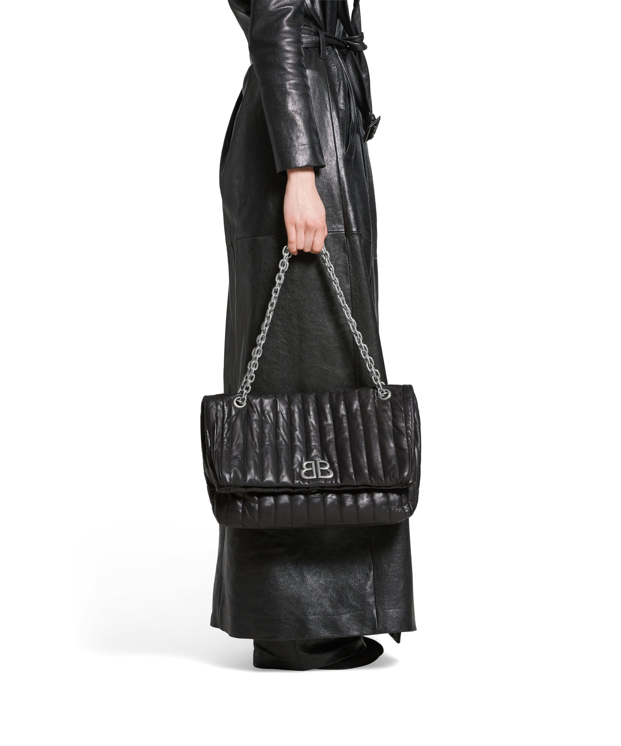 Monaco Medium Chain Bag Quilted - Black