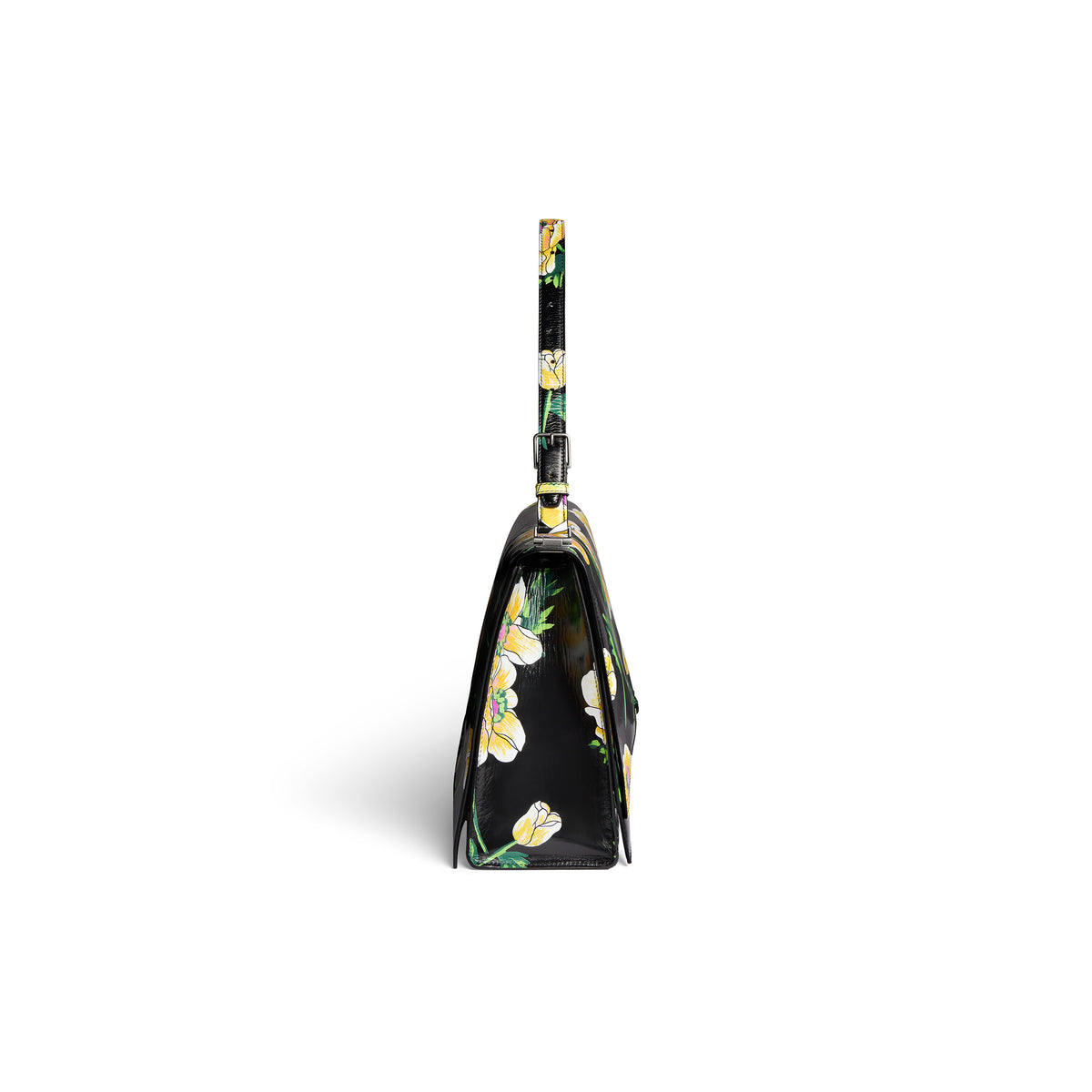 CRUSH / Crush Large Sling Bag With Floral Print - Black & Yellow