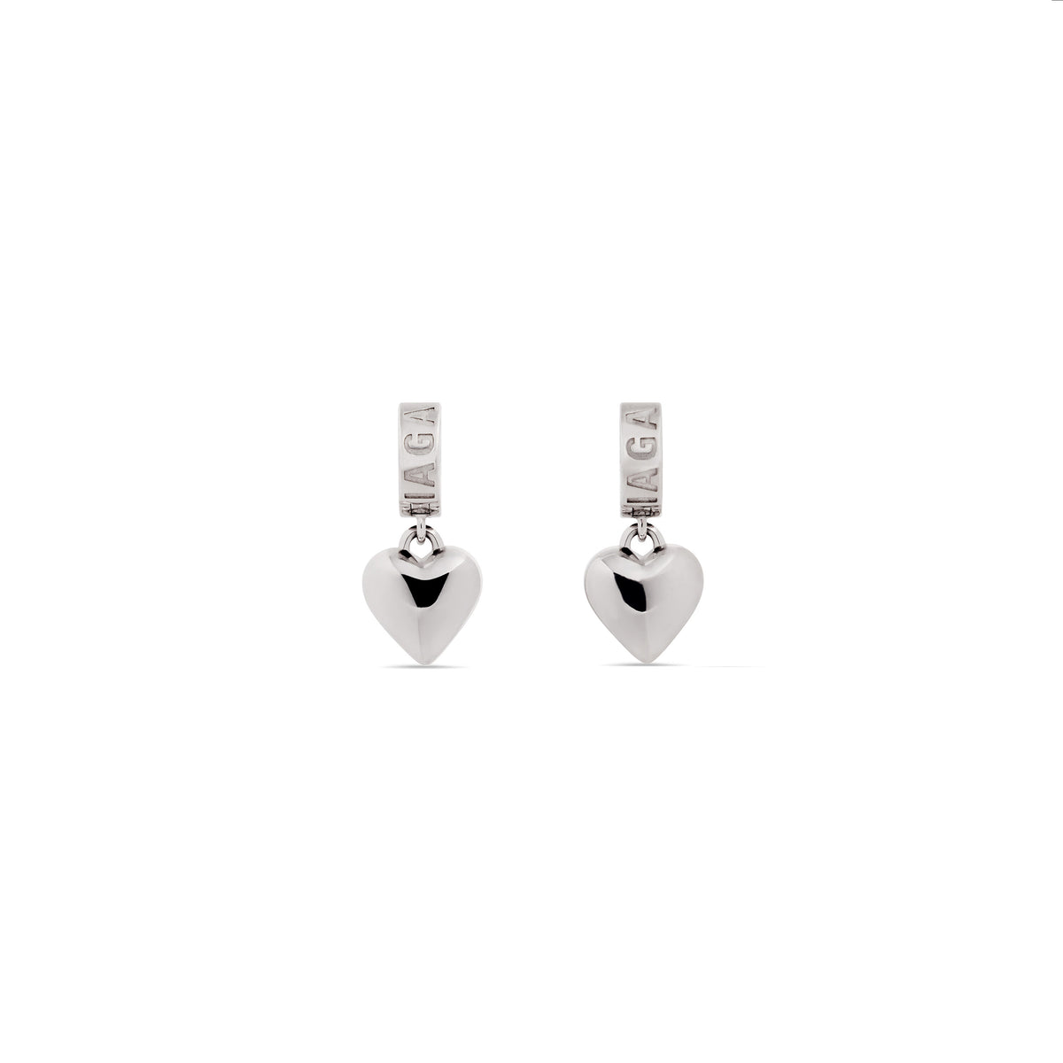 Sharp Heart Earrings - Silver
