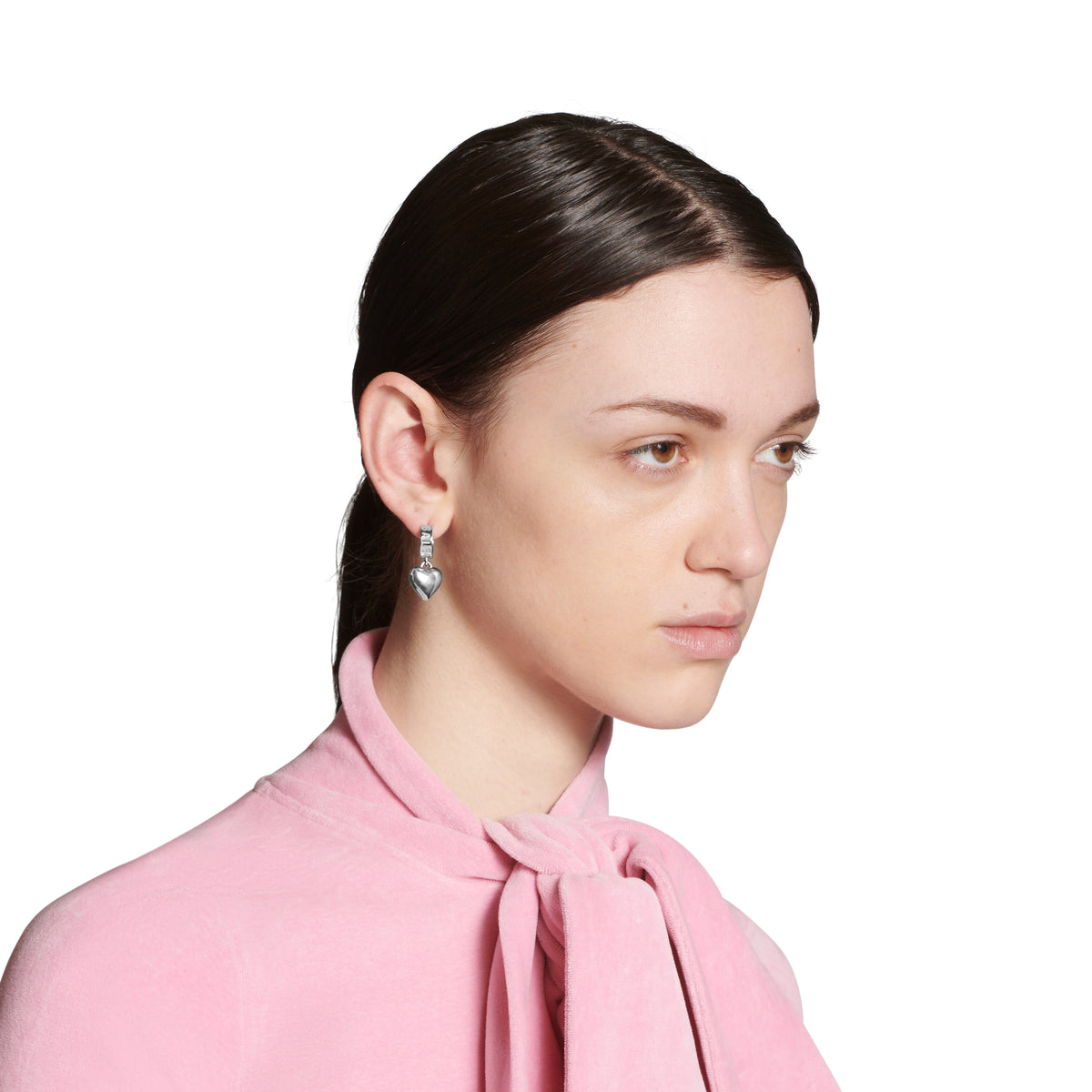 Sharp Heart Earrings - Silver