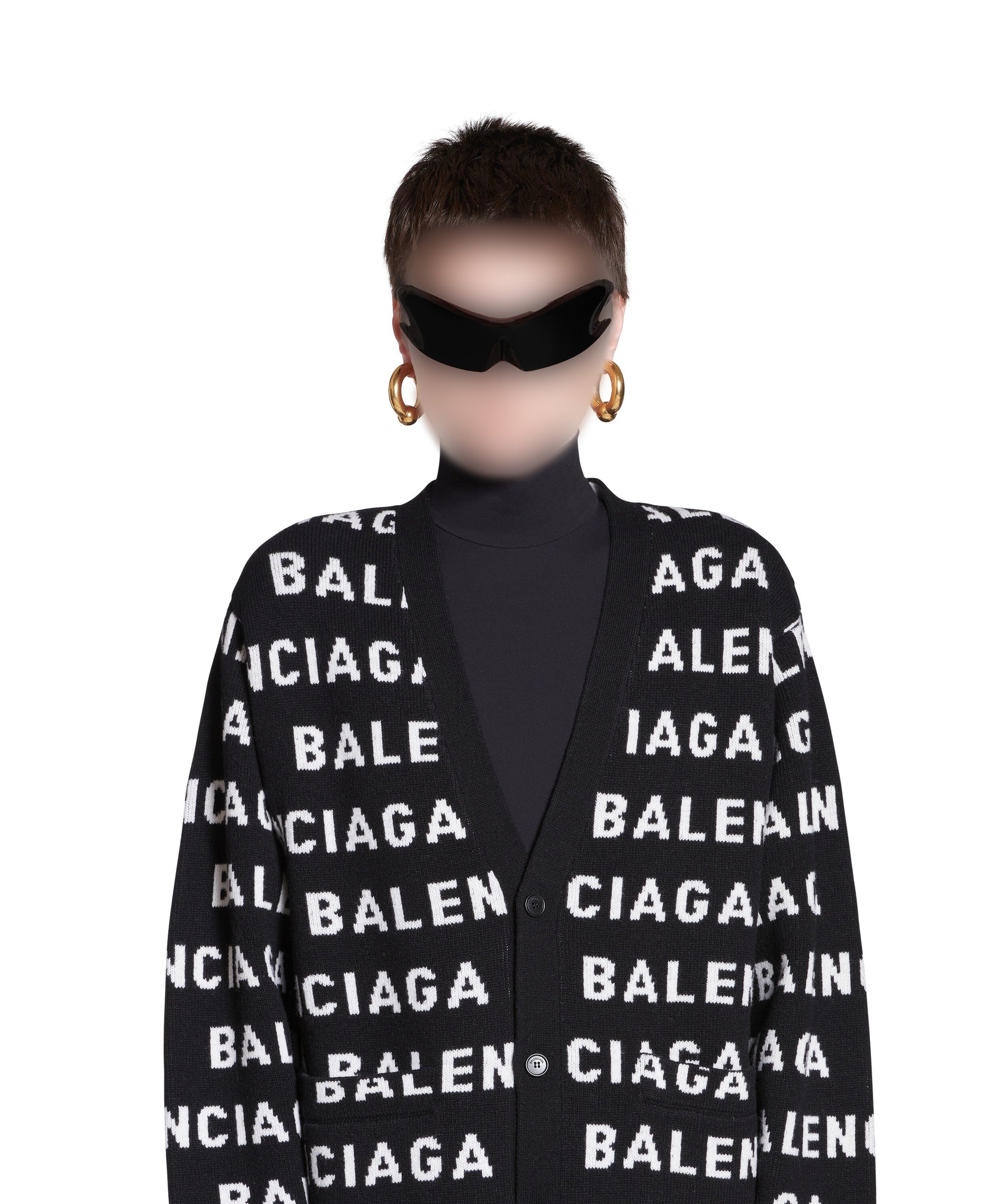 Bal Horizontal Allover Cardigan - Black & White