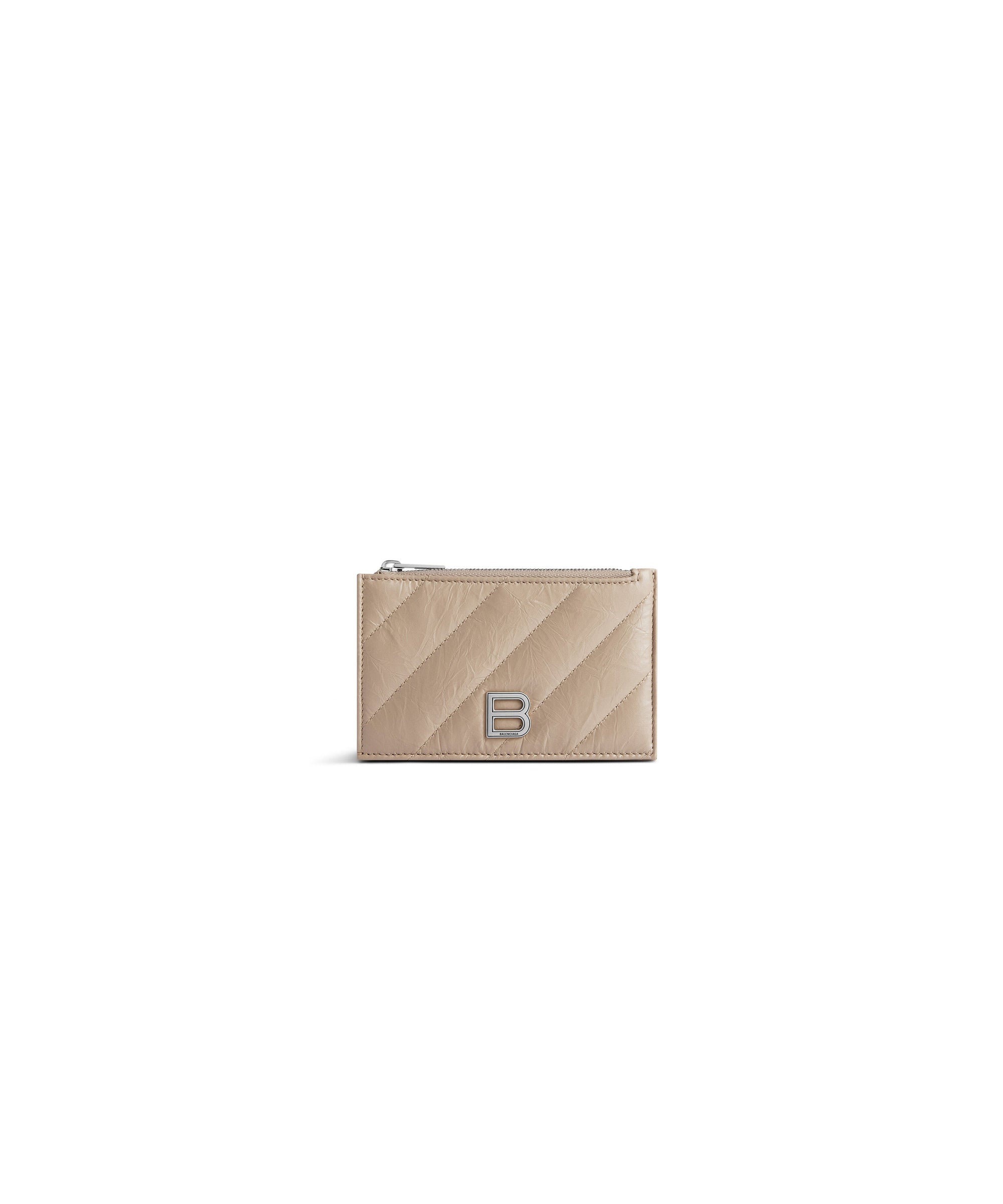 Crush Long Coin And Card Holder Quilted - Taupe