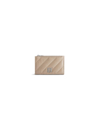 Crush Long Coin And Card Holder Quilted - Taupe