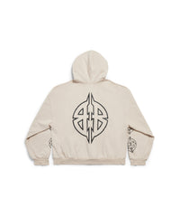 Metal BB Zip-Up Hoodie - Light Beige & Black
