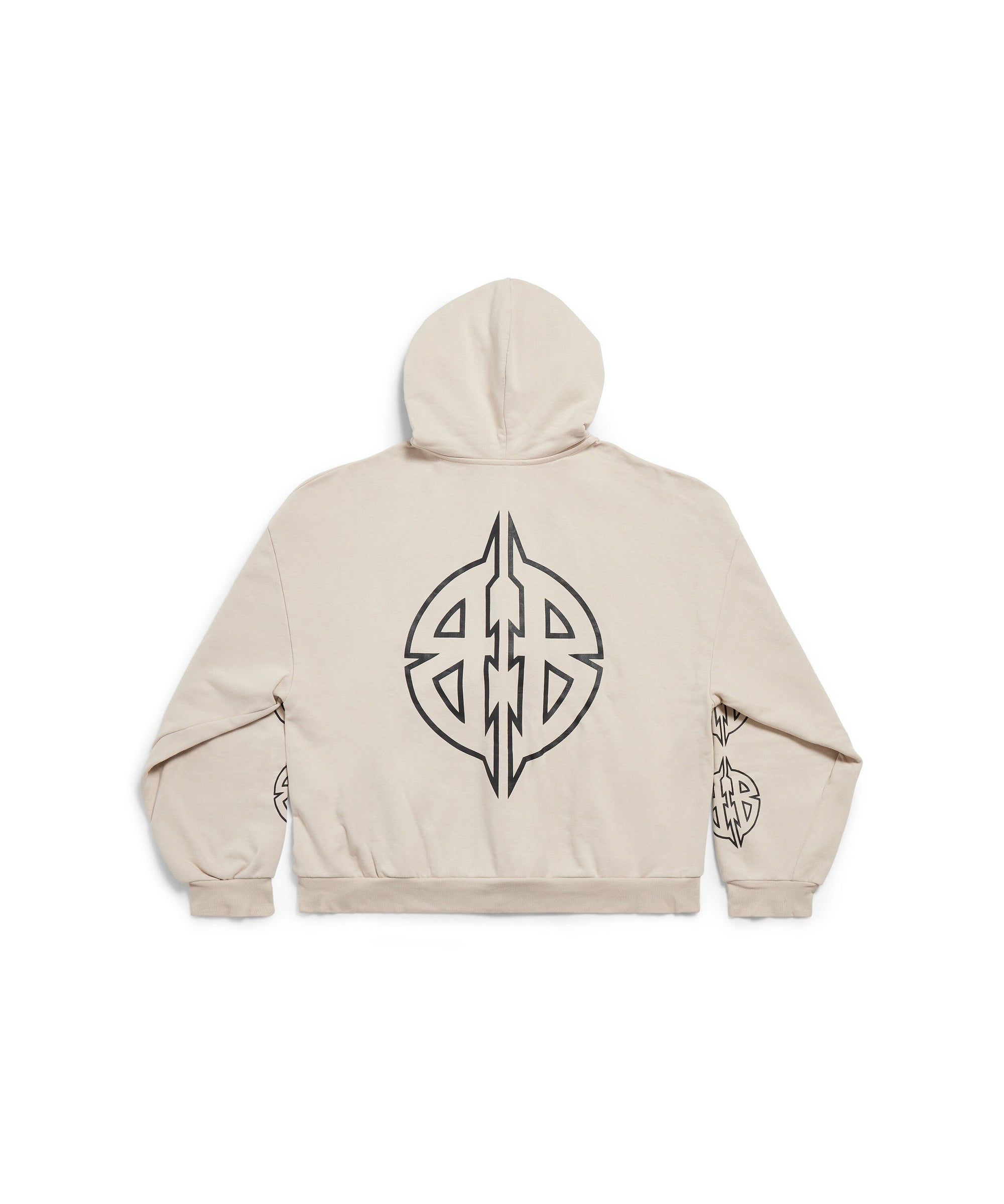 Metal BB Zip-Up Hoodie - Light Beige & Black