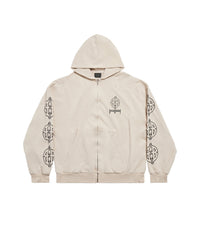 Metal BB Zip-Up Hoodie - Light Beige & Black