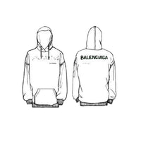 Hand Drawn Balenciaga Back Hoodie - Black & White