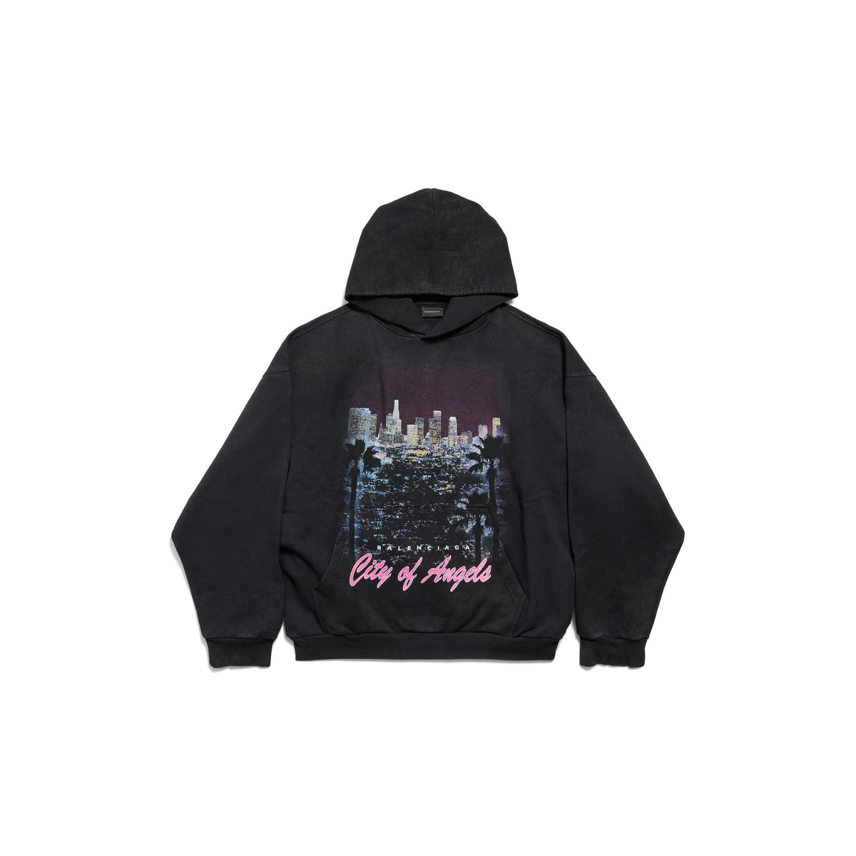 City Of Angels Hoodie - Faded Washed Black