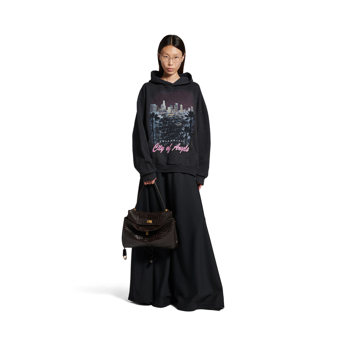 City Of Angels Hoodie - Faded Washed Black